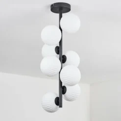 hofstein Plafonnier - Verre 12 cm Chehalis Blanc, 8 lumières