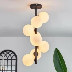 hofstein Plafonnier - Verre 12 cm Chehalis Blanc, 8 lumières