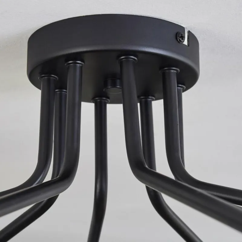 hofstein Plafonnier - Verre 12 cm Chehalis Or, Noir, 8 lumières