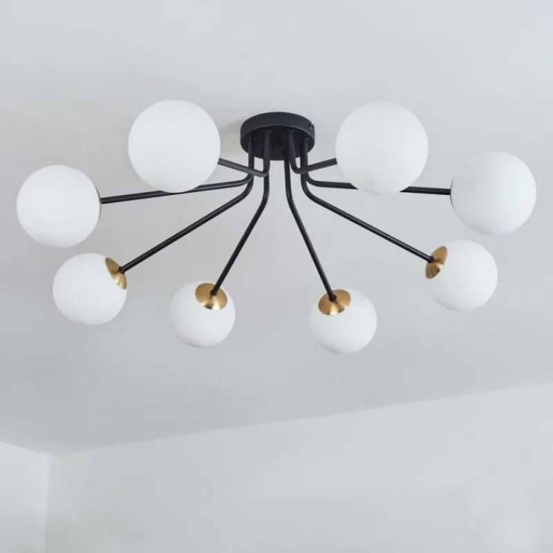 hofstein Plafonnier - Verre 12 cm Chehalis Or, Noir, 8 lumières