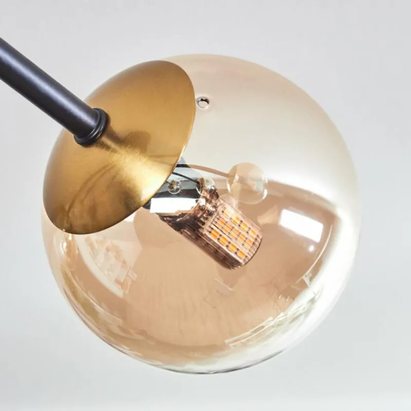 hofstein Plafonnier - Verre 10 cm Chehalis Or, Noir, 8 lumières