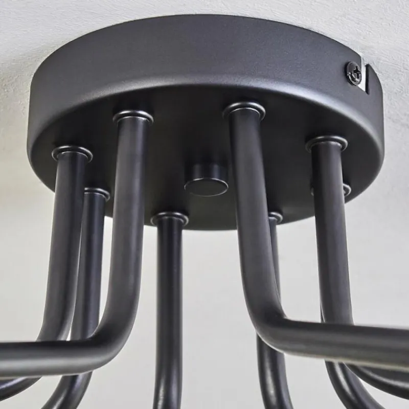 hofstein Plafonnier - Verre 10 cm Chehalis Or, Noir, 8 lumières