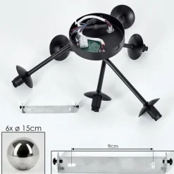 hofstein Plafonnier - Verre 15 cm Chehalis Fumé, 6 lumières