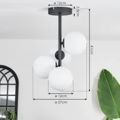 hofstein Plafonnier - Verre 12 cm Chehalis Blanc, 4 lumières