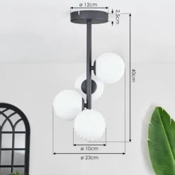 hofstein Plafonnier - Verre 10 cm Chehalis Blanc, 4 lumières