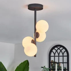 hofstein Plafonnier - Verre 10 cm Chehalis Blanc, 4 lumières