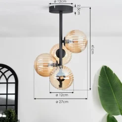 hofstein Plafonnier - Verre 12 cm Chehalis Ambre, 4 lumières