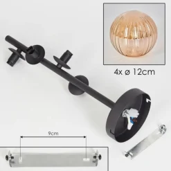 hofstein Plafonnier - Verre 12 cm Chehalis Ambre, 4 lumières