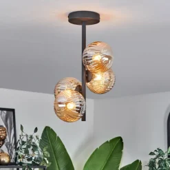 hofstein Plafonnier - Verre 12 cm Chehalis Ambre, 4 lumières