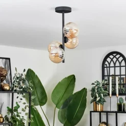 hofstein Plafonnier - Verre 12 cm Chehalis Ambre, 4 lumières