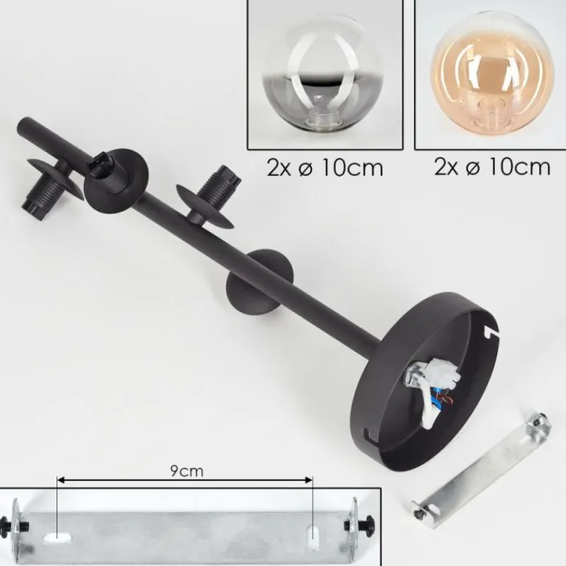 hofstein Plafonnier - Verre 10 cm Chehalis Ambre, Clair, Fumé, 4 lumières