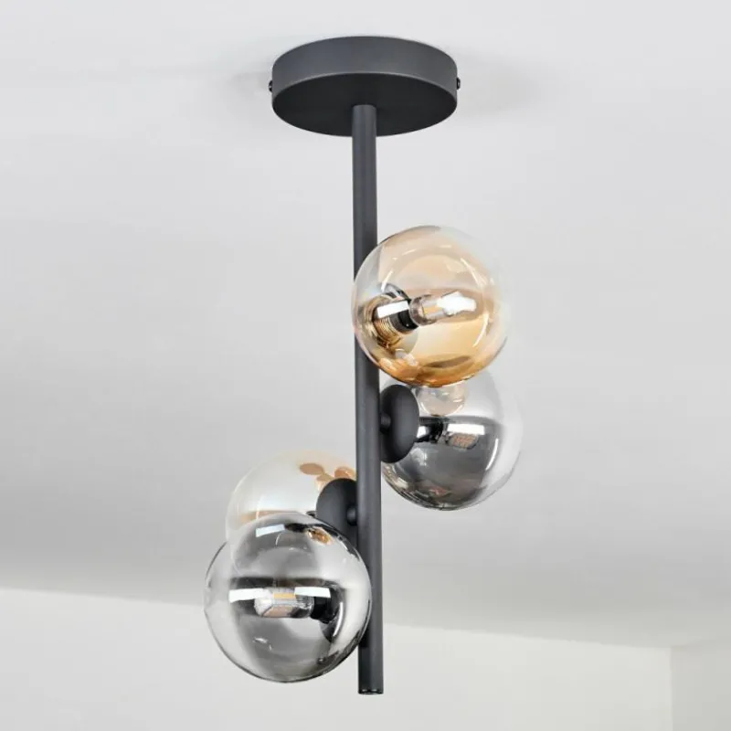 hofstein Plafonnier - Verre 10 cm Chehalis Ambre, Clair, Fumé, 4 lumières