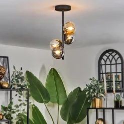 hofstein Plafonnier - Verre 10 cm Chehalis Ambre, Clair, Fumé, 4 lumières