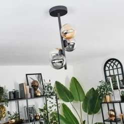 hofstein Plafonnier - Verre 10 cm Chehalis Ambre, Clair, Fumé, 4 lumières