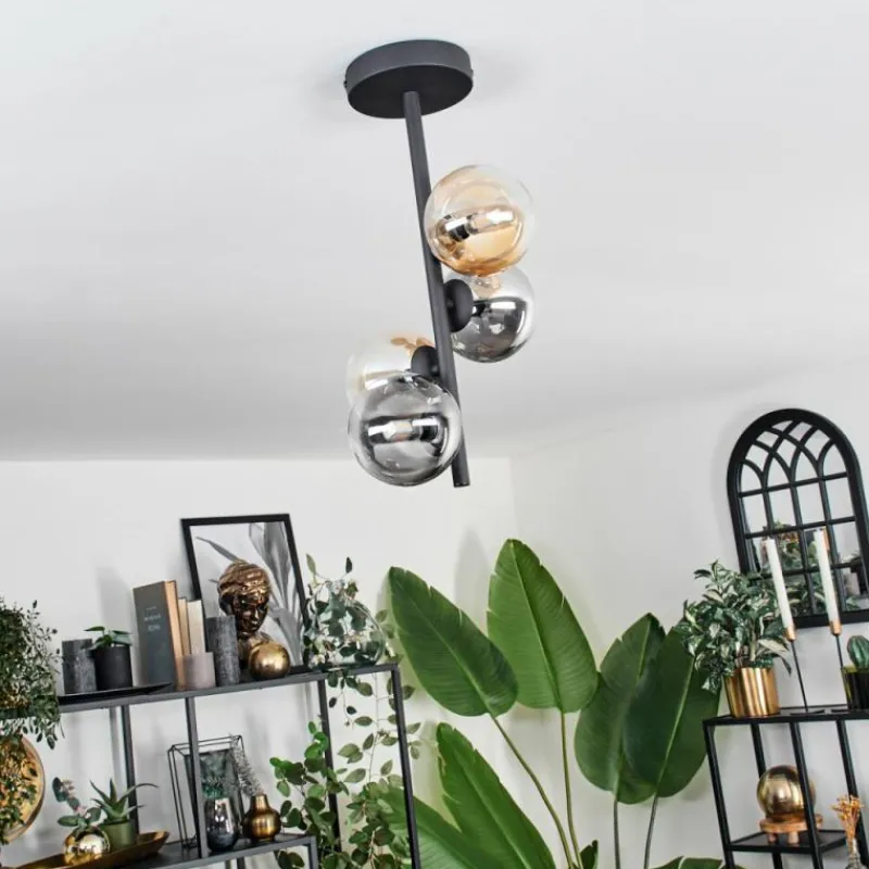 hofstein Plafonnier - Verre 10 cm Chehalis Ambre, Clair, Fumé, 4 lumières