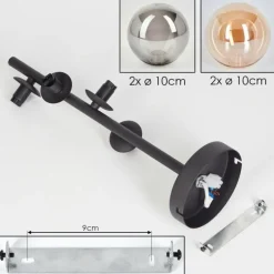 hofstein Plafonnier - Verre 10 cm Chehalis Ambre, Fumé, 4 lumières