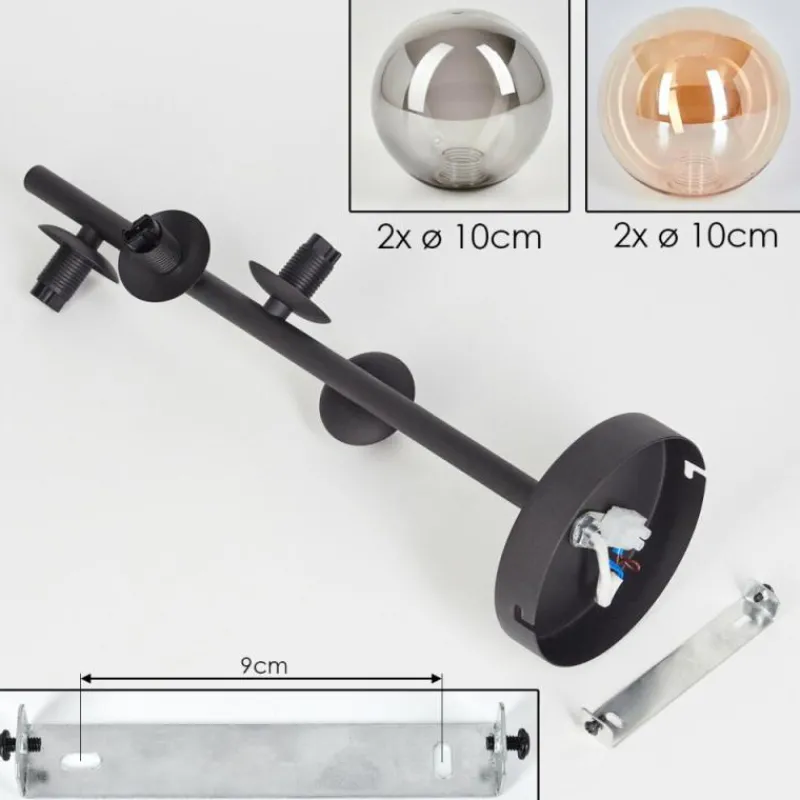hofstein Plafonnier - Verre 10 cm Chehalis Ambre, Fumé, 4 lumières