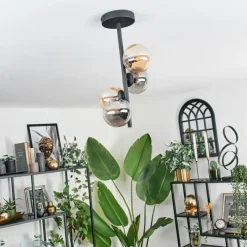 hofstein Plafonnier - Verre 10 cm Chehalis Ambre, Fumé, 4 lumières