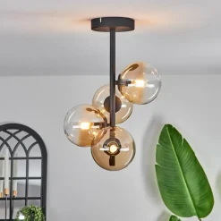 hofstein Plafonnier - Verre 10 cm Chehalis Ambre, Clair, 4 lumières