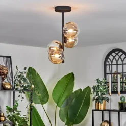 hofstein Plafonnier - Verre 10 cm Chehalis Ambre, Clair, 4 lumières