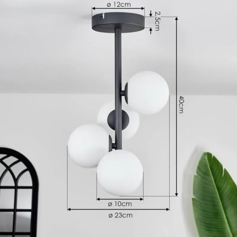 hofstein Plafonnier - Verre 10 cm Chehalis Blanc, 4 lumières