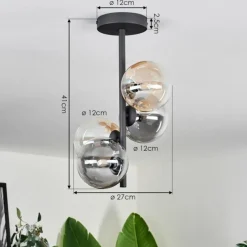 hofstein Plafonnier - Verre 12 cm Chehalis Ambre, Clair, Fumé, 4 lumières