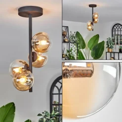 hofstein Plafonnier - Verre 10 cm Chehalis Ambre, Clair, 4 lumières