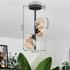 hofstein Plafonnier - Verre 10 cm Chehalis Ambre, Clair, 4 lumières