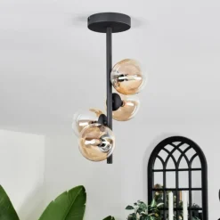 hofstein Plafonnier - Verre 10 cm Chehalis Ambre, Clair, 4 lumières