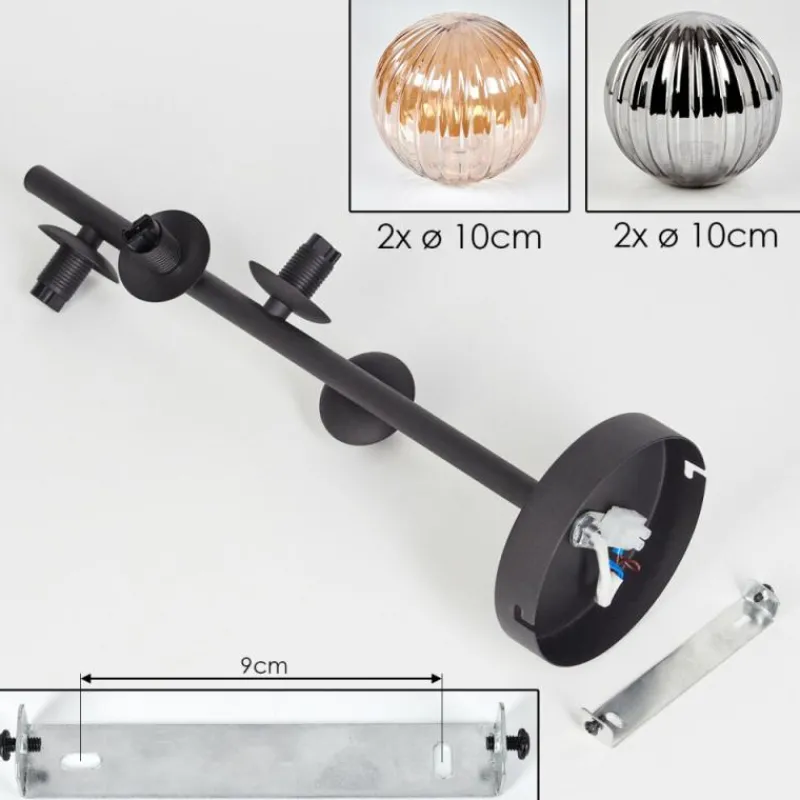 hofstein Plafonnier - Verre 10 cm Chehalis Ambre, Fumé, 4 lumières