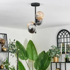 hofstein Plafonnier - Verre 12 cm Chehalis Ambre, Fumé, 4 lumières