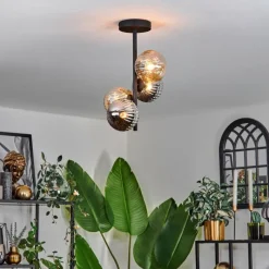 hofstein Plafonnier - Verre 12 cm Chehalis Ambre, Fumé, 4 lumières