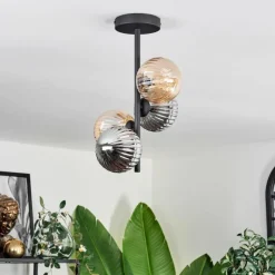 hofstein Plafonnier - Verre 12 cm Chehalis Ambre, Fumé, 4 lumières