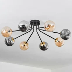 Lampes Dorées-hofstein Plafonnier - Verre 12 cm Chehalis Or, Noir, 8 lumières