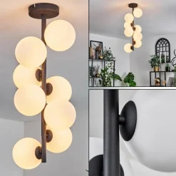 hofstein Plafonnier - Verre 12 cm Chehalis Blanc, 8 lumières