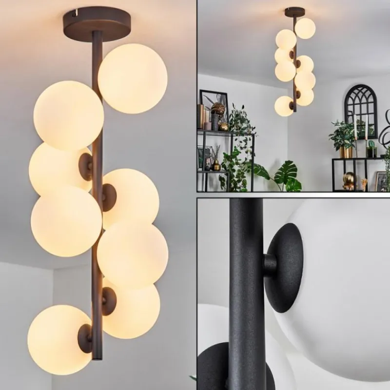 hofstein Plafonnier - Verre 12 cm Chehalis Blanc, 8 lumières