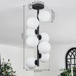 hofstein Plafonnier - Verre 12 cm Chehalis Blanc, 8 lumières