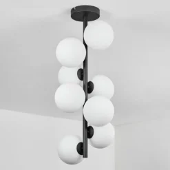 hofstein Plafonnier - Verre 12 cm Chehalis Blanc, 8 lumières