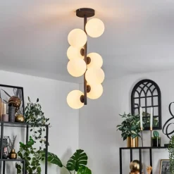 hofstein Plafonnier - Verre 12 cm Chehalis Blanc, 8 lumières