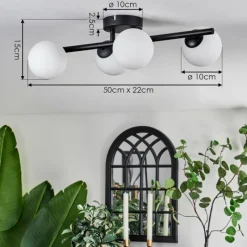 hofstein Plafonnier - Verre 10 cm Chehalis Blanc, 4 lumières