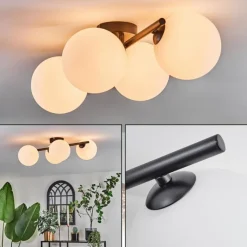 hofstein Plafonnier - Verre 15 cm Chehalis Blanc, 4 lumières