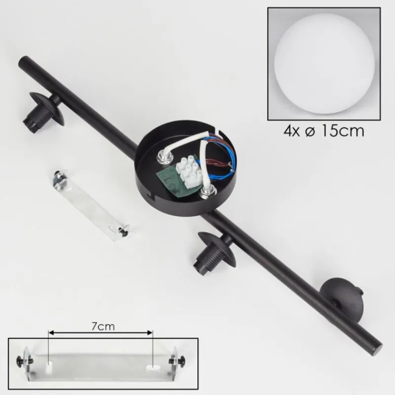 hofstein Plafonnier - Verre 15 cm Chehalis Blanc, 4 lumières