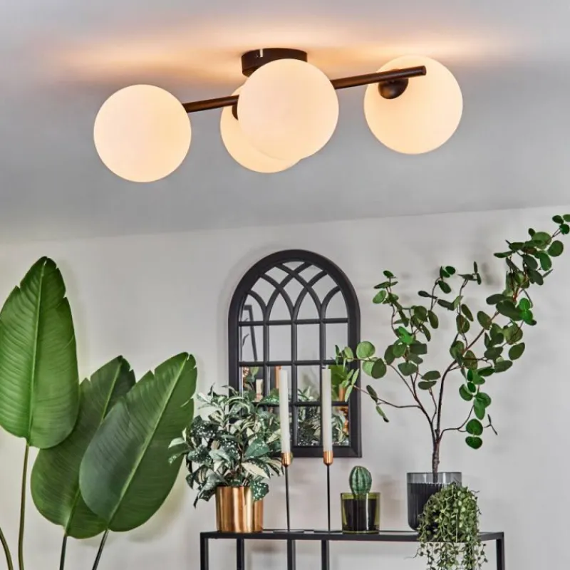 hofstein Plafonnier - Verre 15 cm Chehalis Blanc, 4 lumières