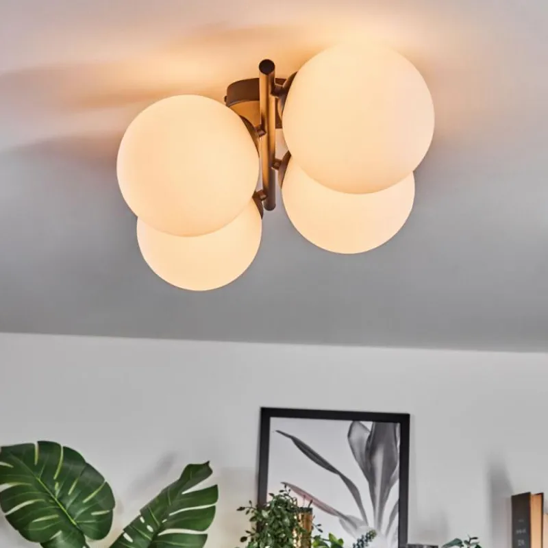 hofstein Plafonnier - Verre 15 cm Chehalis Blanc, 4 lumières