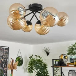 hofstein Plafonnier - Verre 12 cm, 15cm Chehalis Fumé, 6 lumières