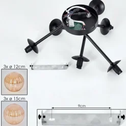 hofstein Plafonnier - Verre 12 cm, 15cm Chehalis Fumé, 6 lumières