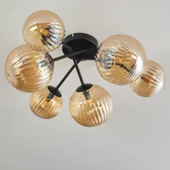 hofstein Plafonnier - Verre 12 cm, 15cm Chehalis Fumé, 6 lumières