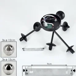 hofstein Plafonnier - Verre 12 cm, 15cm Chehalis Fumé, 6 lumières