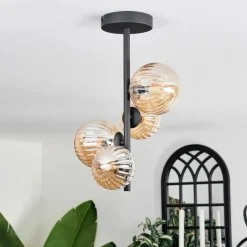 hofstein Plafonnier - Verre 10 cm,12 cm Chehalis Ambre, 4 lumières