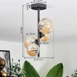 hofstein Plafonnier - Verre 10 cm,12 cm Chehalis Ambre, 4 lumières